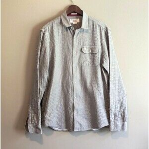 Original Penguin Mens Large Gray Diamond Print Slim Fit Long Sleeve Button Up Sh